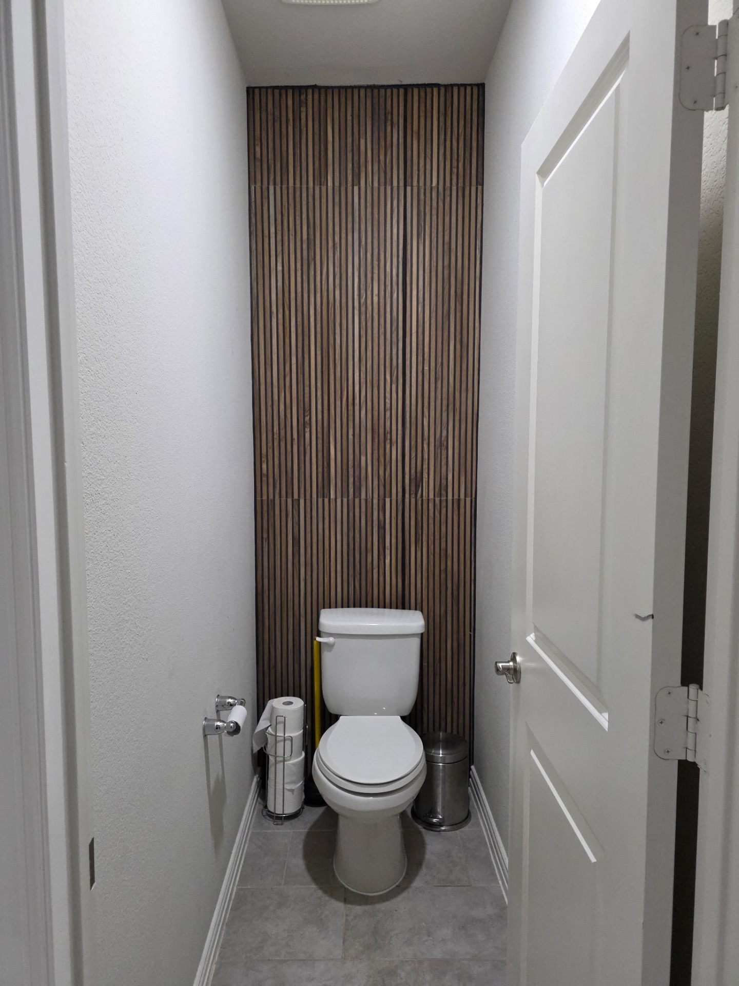 Wood Slat Accent Water Closet